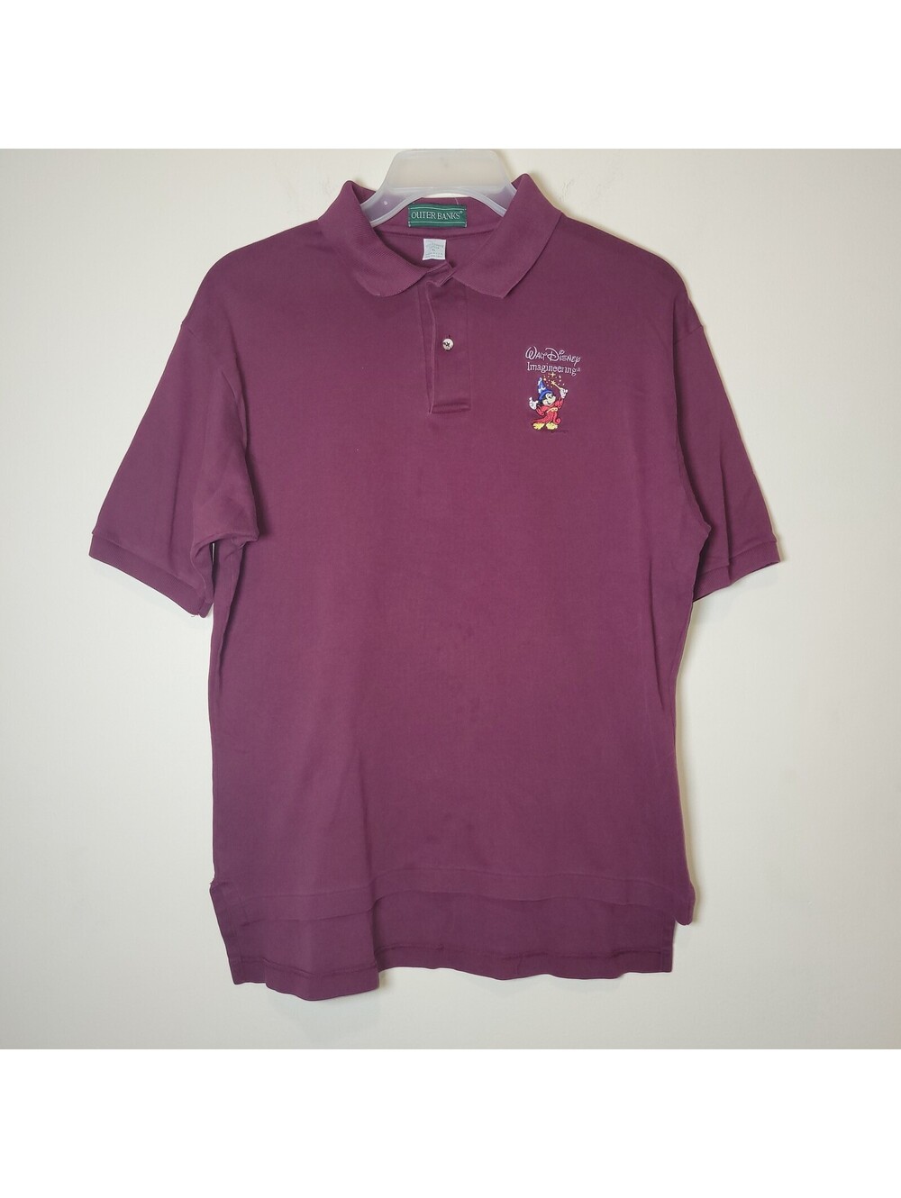 VTG Disney Imagineering Sorcerer Mickey Polo Shirt XL Maroon Outer Banks USA